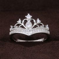 Creative Micro-encrusted Zircon Ladies Crown Copper Ring Classic Fashion Hand Jewelry sku image 1