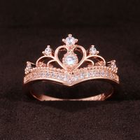 Creative Micro-encrusted Zircon Ladies Crown Copper Ring Classic Fashion Hand Jewelry sku image 7