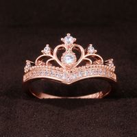 Creative Micro-encrusted Zircon Ladies Crown Copper Ring Classic Fashion Hand Jewelry sku image 8