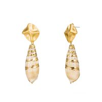 Creative Natural Conch Geometric Pendant Alloy Drop Earrings Wholesale sku image 1