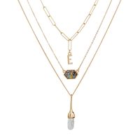 Fashion New Diamond-shaped Abalone Shell Multi-layer Water Drop Pearl Necklace sku image 1