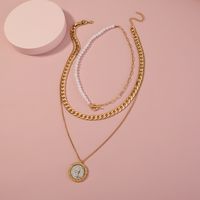 Simple Baroque Pearl Necklace Ot Buckle Multi-layer Alloy Clavicle Chain Female sku image 1