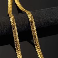 Snake Bone Flat Chain Retro Women's Titanium Steel Plated 18k Gold Necklace sku image 1