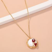 Retro Alloy Jewelry Hand-wound Simulation Natural Stone Red Flower Single-layer Necklace sku image 1