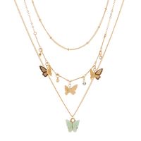 Fashion Alloy Butterfly Tassel Pendent Multi-layer Necklace Fashion Women's Necklace sku image 1