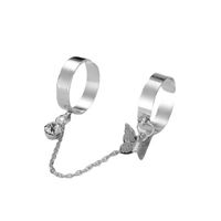 Punk Fan Opening Adjustable Conjoined Leaf Chain Combination Ring sku image 5