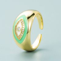 Anillo Abierto De Ojo De Diablo De Circón Micro-set De Aceite De Goteo De Color Chapado En Oro De Cobre De Moda sku image 2