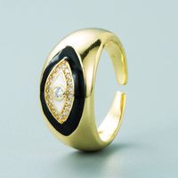 Fashion Copper Gold-plated Color Drip Oil Micro-set Zircon Devil's Eye Open Ring sku image 4
