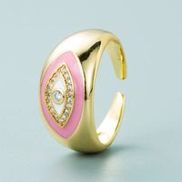 Fashion Copper Gold-plated Color Drip Oil Micro-set Zircon Devil's Eye Open Ring sku image 5