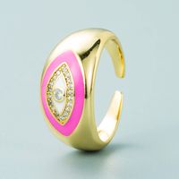 Fashion Copper Gold-plated Color Drip Oil Micro-set Zircon Devil's Eye Open Ring sku image 6