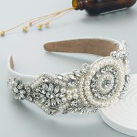 New Gorgeous Crystal Baroque Retro Pearl Headband Wide-brimmed sku image 1