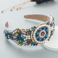 New Gorgeous Crystal Baroque Retro Pearl Headband Wide-brimmed sku image 2