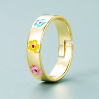 Fashion Color Dripping Oil Devil's Eye Copper Opening Adjustable Ring sku image 3