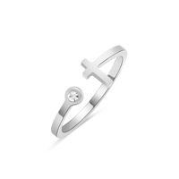 Fashion Open Titanium Steel Bow Heart Cross Fashion Not Fade Ring Jewelry sku image 4