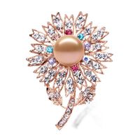 Fashion Diamond Pearl Crystal Sun Flower Alloy Brooch sku image 2