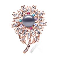 Fashion Diamond Pearl Crystal Sun Flower Alloy Brooch sku image 3