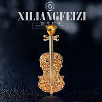 Jewelry Crystal Violin Brooch Fashion Alloy Suit Accessories sku image 1