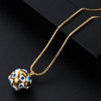 Nuevo Collar De Joyería Esférica Geométrica Con Colgante De Ojo De Gota De Aceite De Oro Real Chapado En Cobre sku image 4