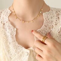 Fashion Geometric Star Oval Leaf Pendant Necklace Female Titanium Steel 18k Trend Jewelry sku image 16