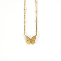 Collar De Mariposa Cadena De Suéter De Acero De Titanio De Oro De 18k Apilada Para Mujer sku image 1