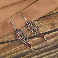 New Long Leaf Simple Women's Colored Diamond Accessories Alloy Earrings sku image 1