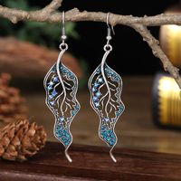 New Long Leaf Simple Women's Colored Diamond Accessories Alloy Earrings sku image 5