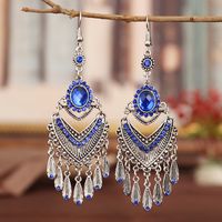 Vintage Multi-layer Hollow Geometric Inlaid Glass Retro Earrings Wholesale sku image 5