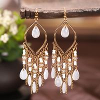 Vintage Long Tassel Retro Water Drop Bohemian Chain Earrings sku image 9