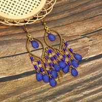 Vintage Long Tassel Retro Water Drop Bohemian Chain Earrings sku image 15