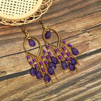 Vintage Long Tassel Retro Water Drop Bohemian Chain Earrings sku image 16