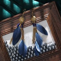 Retro Chain Tassel Bohemian Feathers Creative Long Earrings Wholesale sku image 3