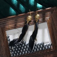 Retro Chain Tassel Bohemian Feathers Creative Long Earrings Wholesale sku image 5