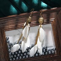 Retro Chain Tassel Bohemian Feathers Creative Long Earrings Wholesale sku image 8