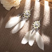Retro Chain Tassel Feather Jewelry Creative Long Earrings Wholesale sku image 2