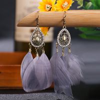 Fashion Hollow Geometric Water Drop Point Drill Feather Drop Earrings Wholesale sku image 2