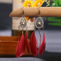 Fashion Hollow Geometric Water Drop Point Drill Feather Drop Earrings Wholesale sku image 3