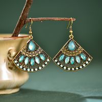 Ethnic Fan-shaped Diamond Bohemian Bead Alloy Earrings sku image 3