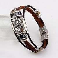 Fashion Ethnic Jewelry Multi-layer Leather Rope Alloy Bracelet sku image 1