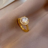 Fashion Geometric Round Inlaid Zircon Brass Ring Wholesale sku image 1