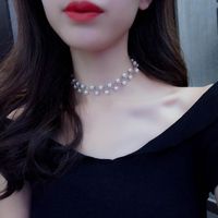 Female Lace Collarbone Neck Jewelry Neckband Collar Simple Metal Necklace Pearl main image 4
