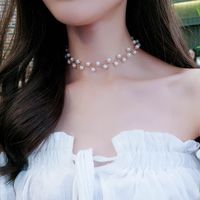 Female Lace Collarbone Neck Jewelry Neckband Collar Simple Metal Necklace Pearl main image 5