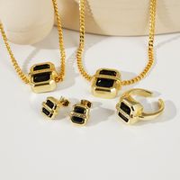 Fashion Inlaid Zircon Geometric Metal Earrings Necklace Wholesale main image 1