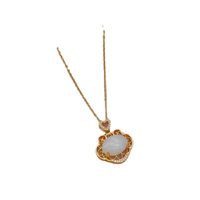 Fashion Titanium Steel Hollow Heart Jade Lock Full Diamonds Micro-encrusted Diamond Necklace main image 6