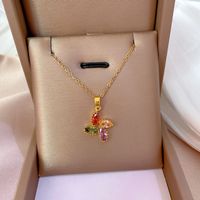 Fashion Titanium Steel Color Four-petal Flower  Micro-encrusted Diamond Necklace main image 1