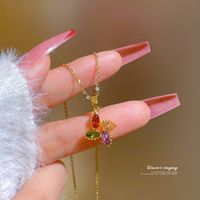 Fashion Titanium Steel Color Four-petal Flower  Micro-encrusted Diamond Necklace main image 6
