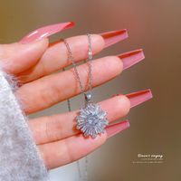 Fashion Titanium Steel Full Diamond Snowflake Necklace Clavicle Chain main image 3