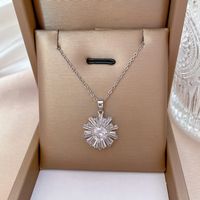 Fashion Titanium Steel Full Diamond Snowflake Necklace Clavicle Chain main image 4