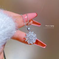 Fashion Titanium Steel Full Diamond Snowflake Necklace Clavicle Chain main image 6