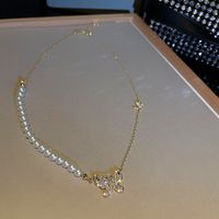Art- Und Weiseeinfache Halsketten-perlen-mikro-eingelegte Zirkon-schmetterlings-legierungs-halskette main image 5