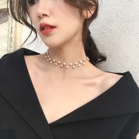 Collar Corto Simple Con Correa De Cuello Para Mujer Con Cadena De Clavícula De Perlas main image 1